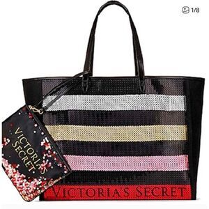 NWT Victoria's Secret Tote Bag Bling Sequin Pouch 2017 Black Friday Limited Edit